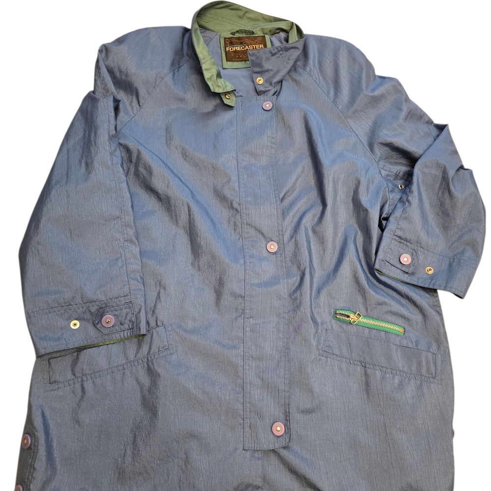 Vintage 80s Forcaster of Boston Windbreaker Jacket Nautical Sailing Blue/Green